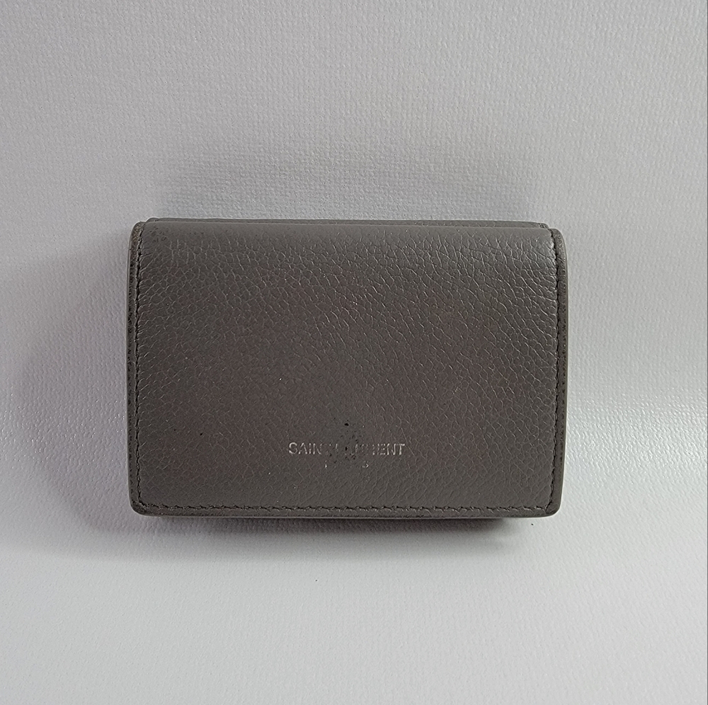 SAINT LAURENT Mini Leather Trifold Wallet